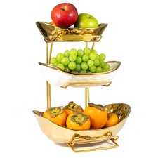 3 Tier Large Fruit Bowl Gold