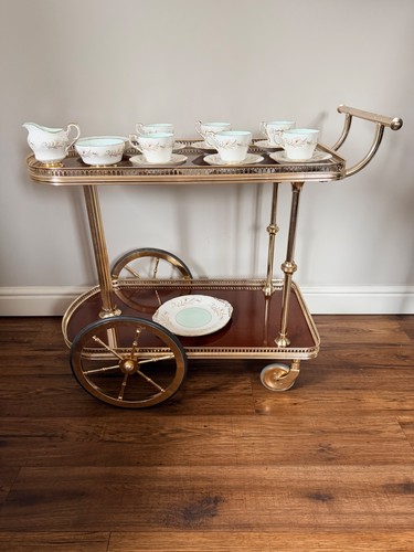 Vintage brass and mahogony - and,