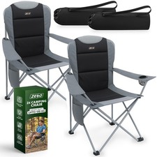 DELUXE FOLDING PADDED CAMPING CHAIR WITH CUP HOLDER & SIDE POCKETS HOLDS 120KG