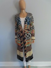 Missoni Multicolor Knit Open Front Belted Cardigan Sweater Size 40/US 4