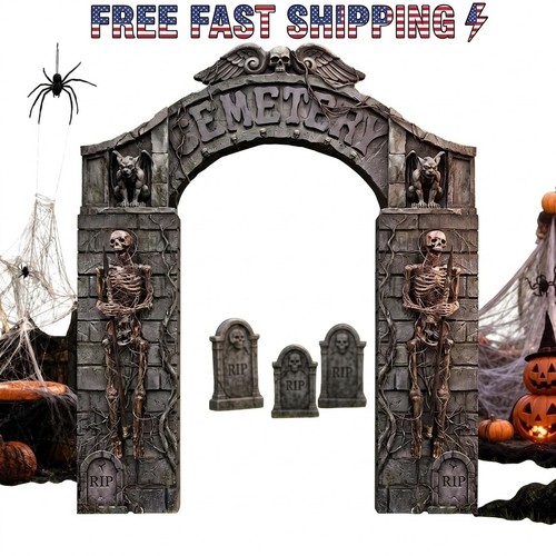 Halloween cemetery archway - halloween,