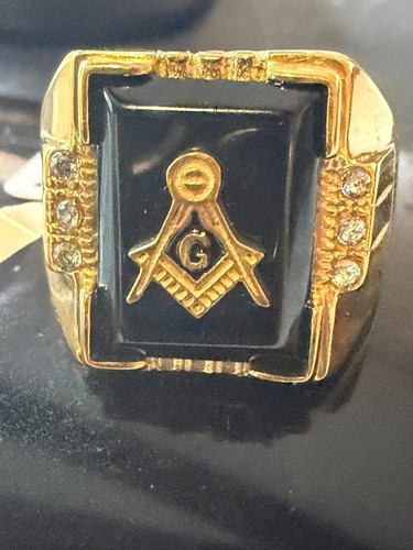 Mens masonic gold ring - gold, black