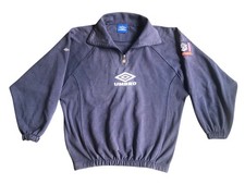 Vintage 90s Umbro Pro Training Men's L 1/4 Zip Sweatshirt Drill Top Navy Oasis