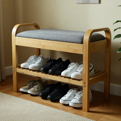 Tier bamboo shoe rack - bamboo,
