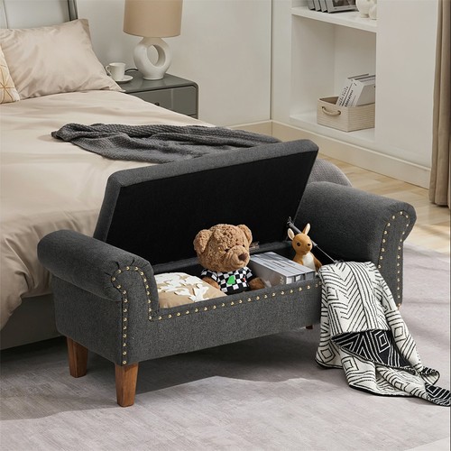 Linen upholstered bench - linen,