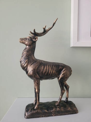Heavy bronzed cast iron deer - bronzed,