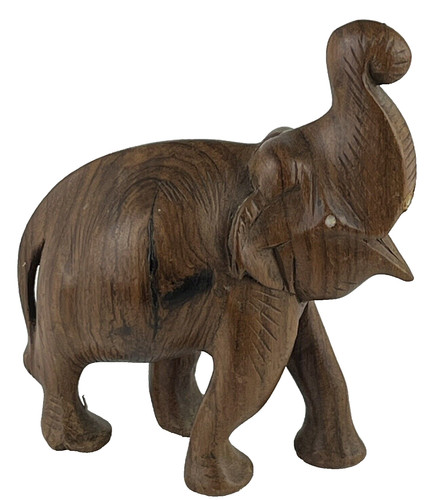 Vintage carved wooden elephant - vintage,