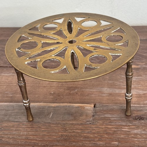 Vintage solid brass trivet - vintage,
