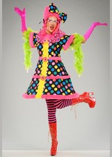 Adult Size Deluxe Spotty Pantomime Dame Costume INCLUDES DRESS AND BOW ONLY