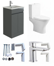 500mm Vanity Unit with CC Pan Cistern Soft Seat Pan Mixer Tap & Waste-Anthracite