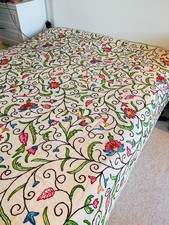 Antique Vintage  Uzbek Embroidery Suzani Bed Cover, Bedspread 273x228cm