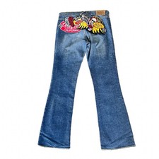 Von Dutch Low Rise Flare Jeans Women’s Y2K Vintage Denim with Back Patch Detail
