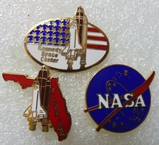 3 Nasa / Kennedy Space Centre / Space Shuttle Florida Enamel Pin Badges