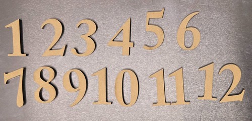 Clock face numbers - 3mm, wooden