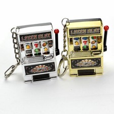 Mini Retro Slot Machine That Really Spins Jackpot Toy Keychain Keyring Miniature
