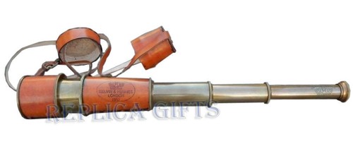Brass leather telescope - leather,