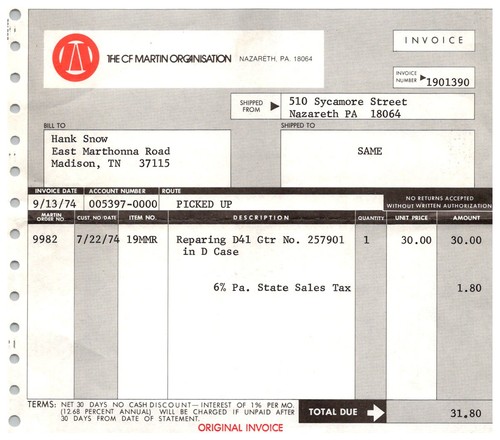 1974 vintage hank - 1974, receipt