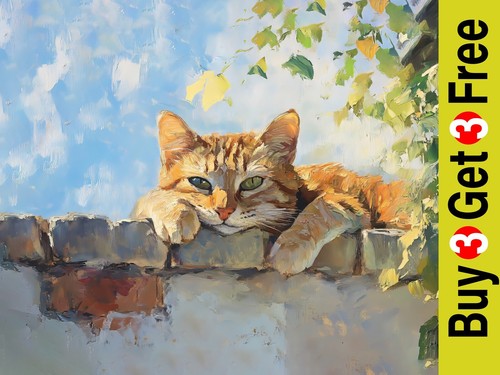 Relaxed ginger cat print - relaxed,