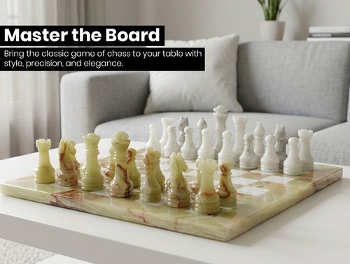 Premium marble chess set - chess, green