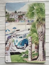 VW Bus Parking At Beach Metal Sign 8”X12” V Dub Nostalgic Micro Bus