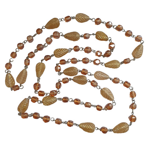 Vintage leaf glass bead - vintage,
