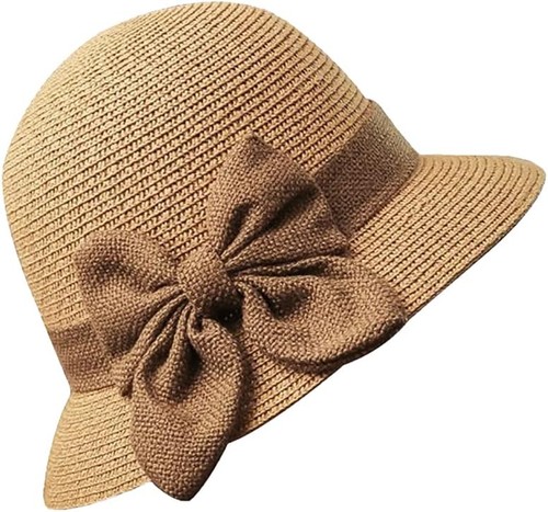 Straw cloche hat summer bowler - summer,