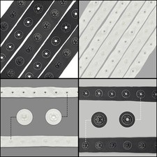 18mm Wide Snap Popper Fastening Ribbon Duvet Stud Press Sewing Tape White Black