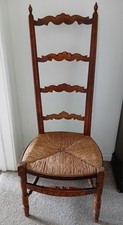 Late 19th C Antique High Ladder back/Nurse's Chair, Arts and Crafts, Rush Seat