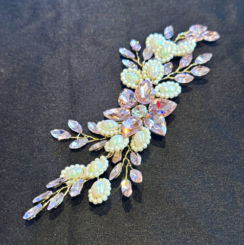 Faux pearl crystal floral - faux, &