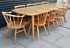 Vintage Ercol Grand Windsor Extending Plank Dining Table with 10x dining chairs*