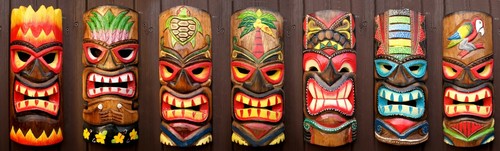 Tiki bar mask 30cm wooden - tiki,