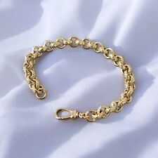 9ct Gold Guilded Babies Patterned Belcher Bracelet Boys Girls 5" 6mm Diamond Cut