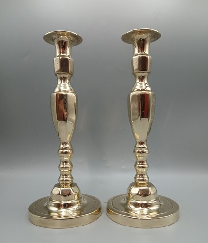 Pair tall heavy - heavy, brass