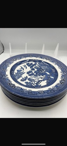 Churchill blue willow plates - blue,