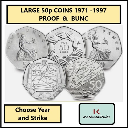 Fifty pence coins - 50p, large