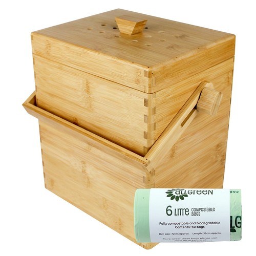Wooden bamboo kitchen compost - kitchen,