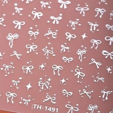 Nail Art Stickers Decals Embossed Christmas Bows Bowties Stars Decoration TH1491