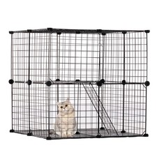 Uimoso Large 2-tier Cat Cage 28 x 28 x 28" Metal Wire Playpen Catio with Ladder