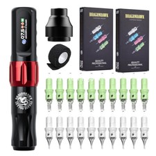 Dragonhawk Tattoo Kit Atom2 Wireless Pen Machine Cartridges Permanent Makeup Set