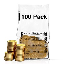 Pack of 100 Coin Bags Money