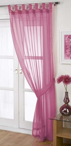 Plain voile curtain panel tab - plain,