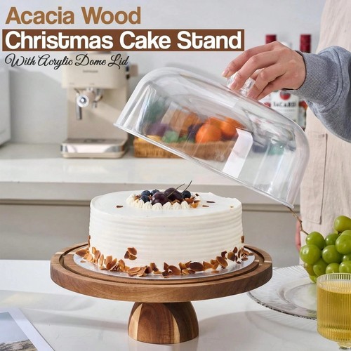 Wooden cake stand with - 12",