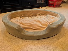 K&H Pet Products Warm Heated Dog Thermo Snuggly Sleeper Oval Pet Bed Plug In