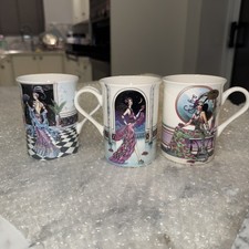 3 Trio The Leonardo Collection Charleston Fine Bone China Mugs Cups Art Deco