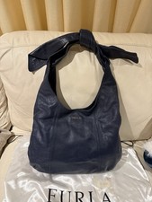 Furla Genuine Leather Shoulder Bag Navy Blue – Made in Italy
