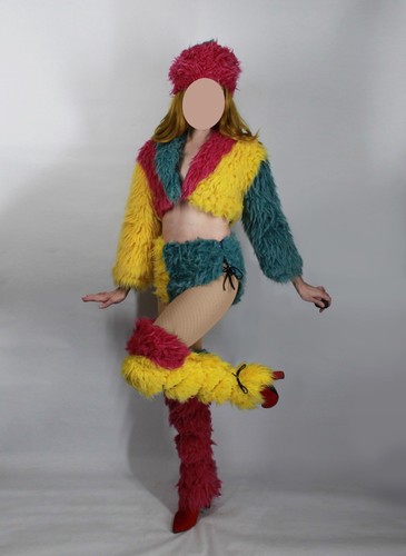 Color blocked fur outfit ski - color,