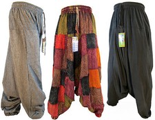 Mens Vintage Hippy Boho Aladdin Harem Wideleg Ninja Pants Trousers Cotton