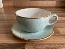 Churchill Stonecast Cappuccino Hot Chocolate Cup & Saucer Peppercorn Duck Egg