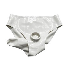 Men's Latex Briefs with Trims Ring Hole and Anal sheath Rubber Underwear 0.4mm