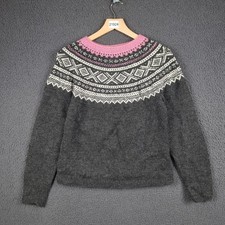 Vintage NORWEGIAN Jumper Womens S Small Fair Isle Icelandic Nordic Wool Handmade